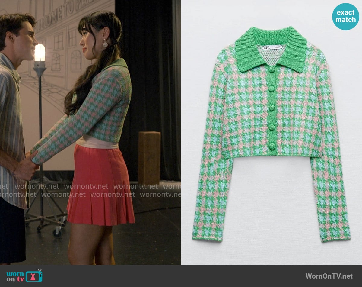 Zara Houndstooth Knit Cardigan worn by Lily Song (Artemis) on Sweet Magnolias
