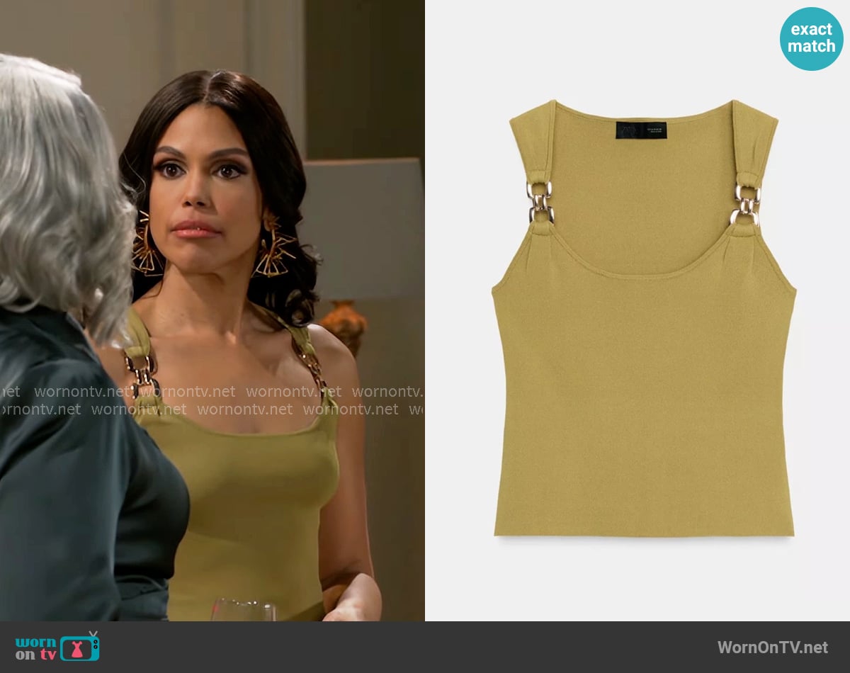 Zara Metallic Detail Knit Top worn by Dani Dupree (Karla Mosley) on Beyond the Gates