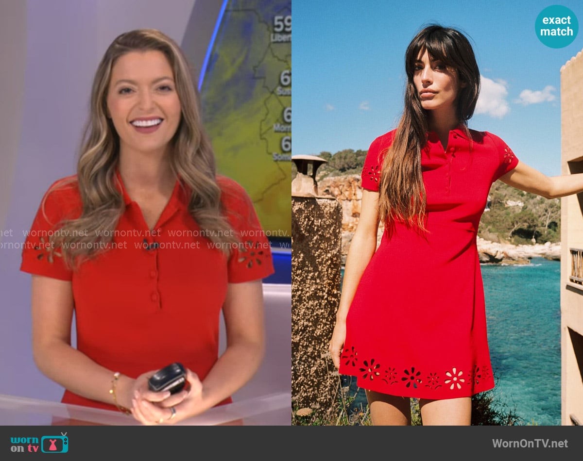 Zara Mini Dress with Cutout Hem worn by Dani Beckstrom on Good Morning America