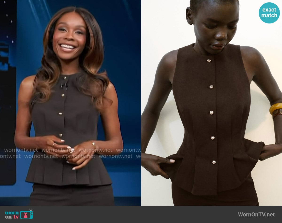 Zara Peplum Darted Vest worn by Zuri Hall on Access Hollywood