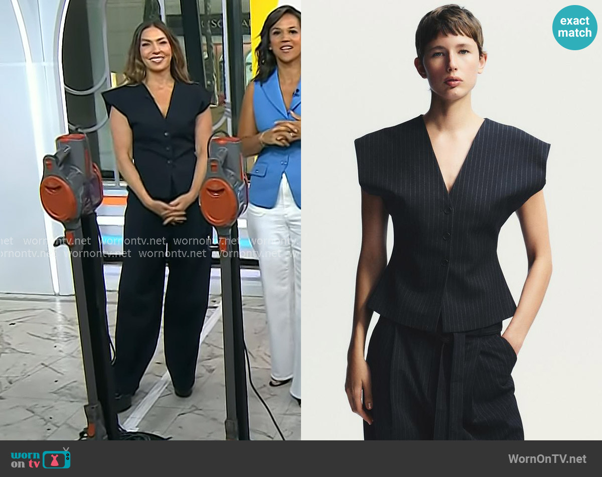 Zara Pinstripe Vest worn by Melissa Garcia on Today