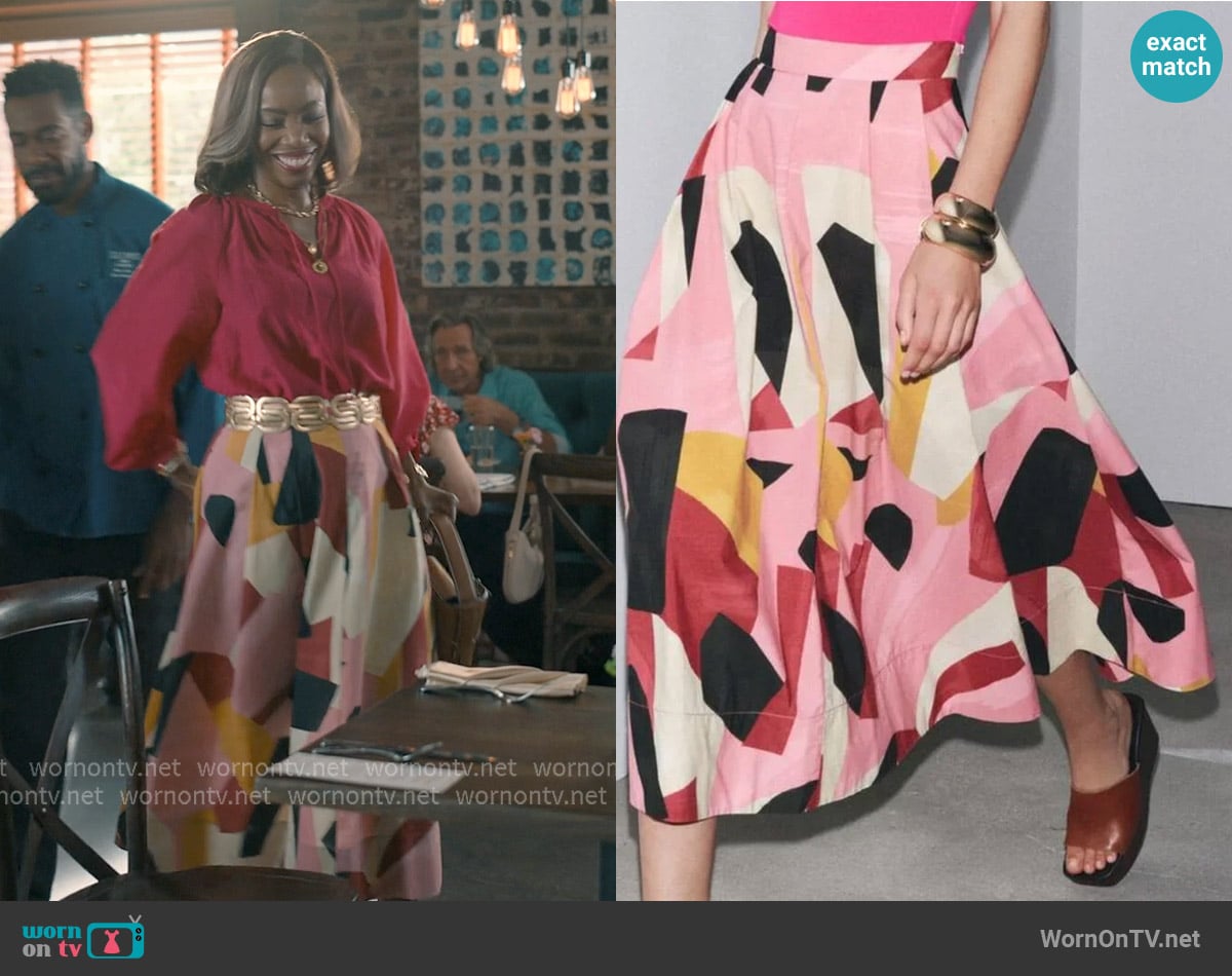 Zara Printed Midi Skirt worn by Helen Decatur (Heather Headley) on Sweet Magnolias