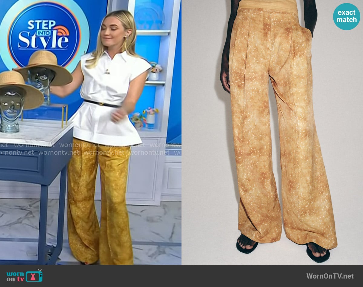 Jasmine Snow’s yellow print pants on Today Jasmine Snow’s yellow print pants on Today
