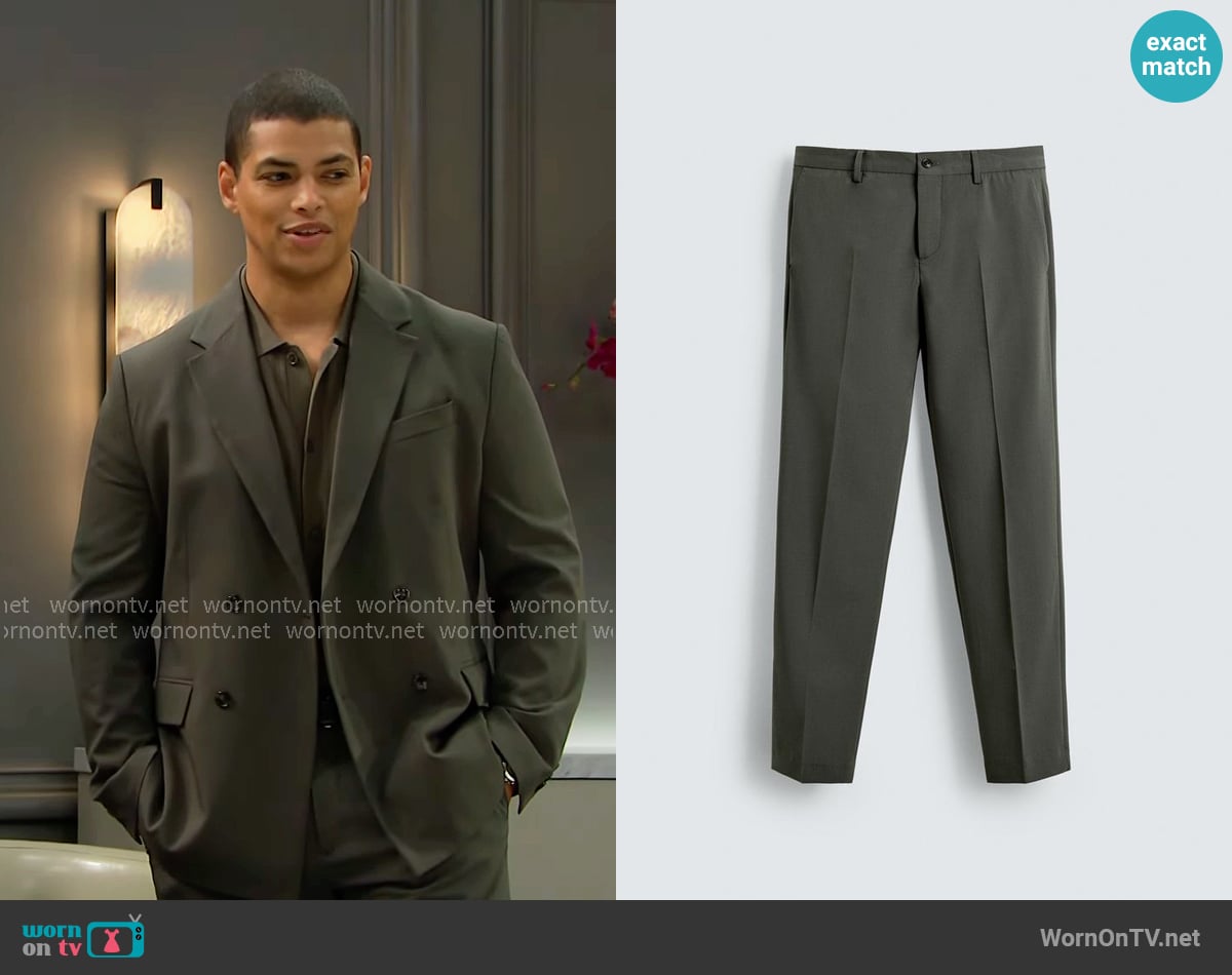 Zende’s dark green pants on The Bold and the Beautiful Zende’s dark green pants on The Bold and the Beautiful