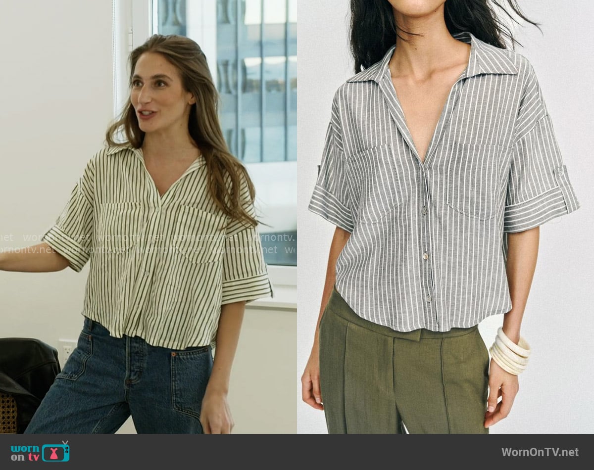 Zara Striped Linen Shirt worn by Amanda Batula on In The City