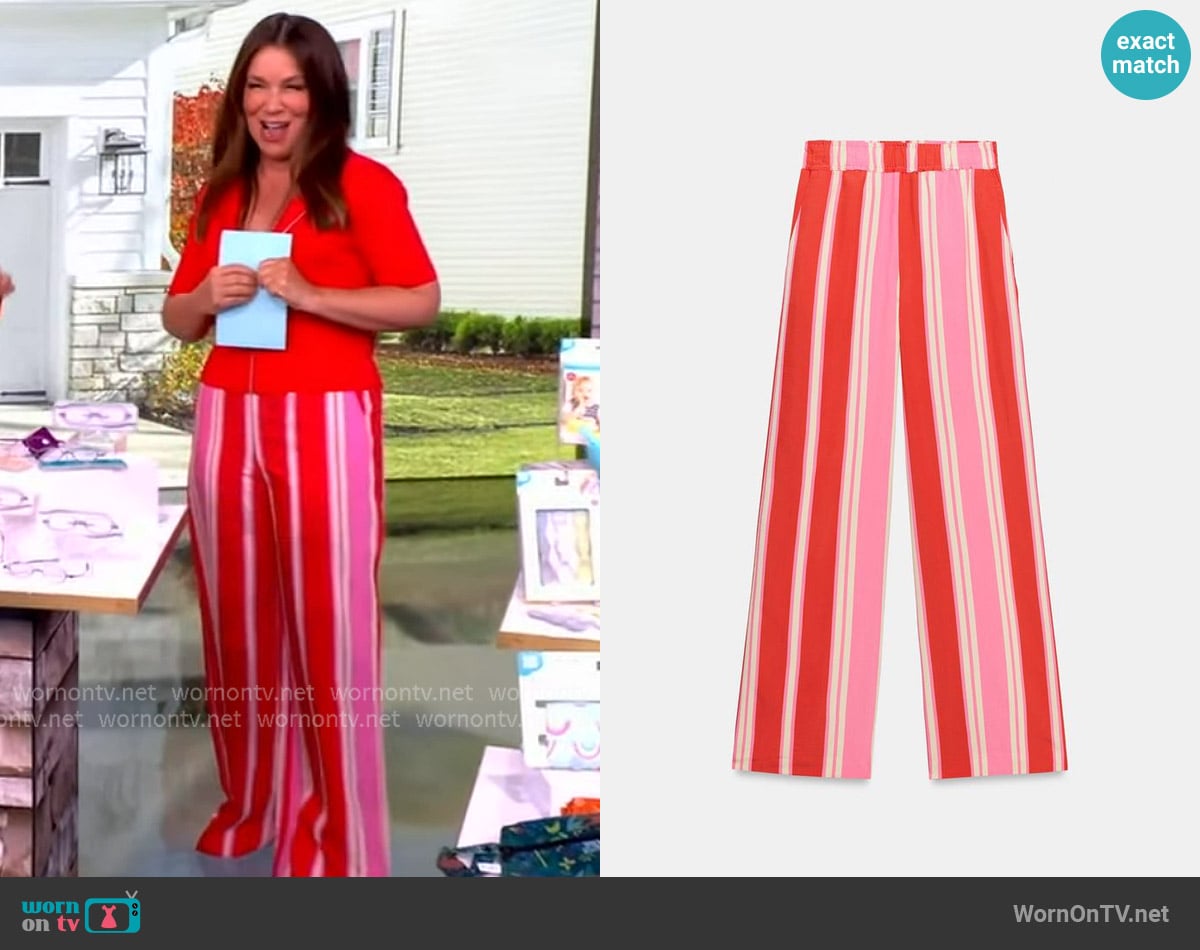 Zara Striped Wide Leg Pants worn by Gretta Monahan on The View