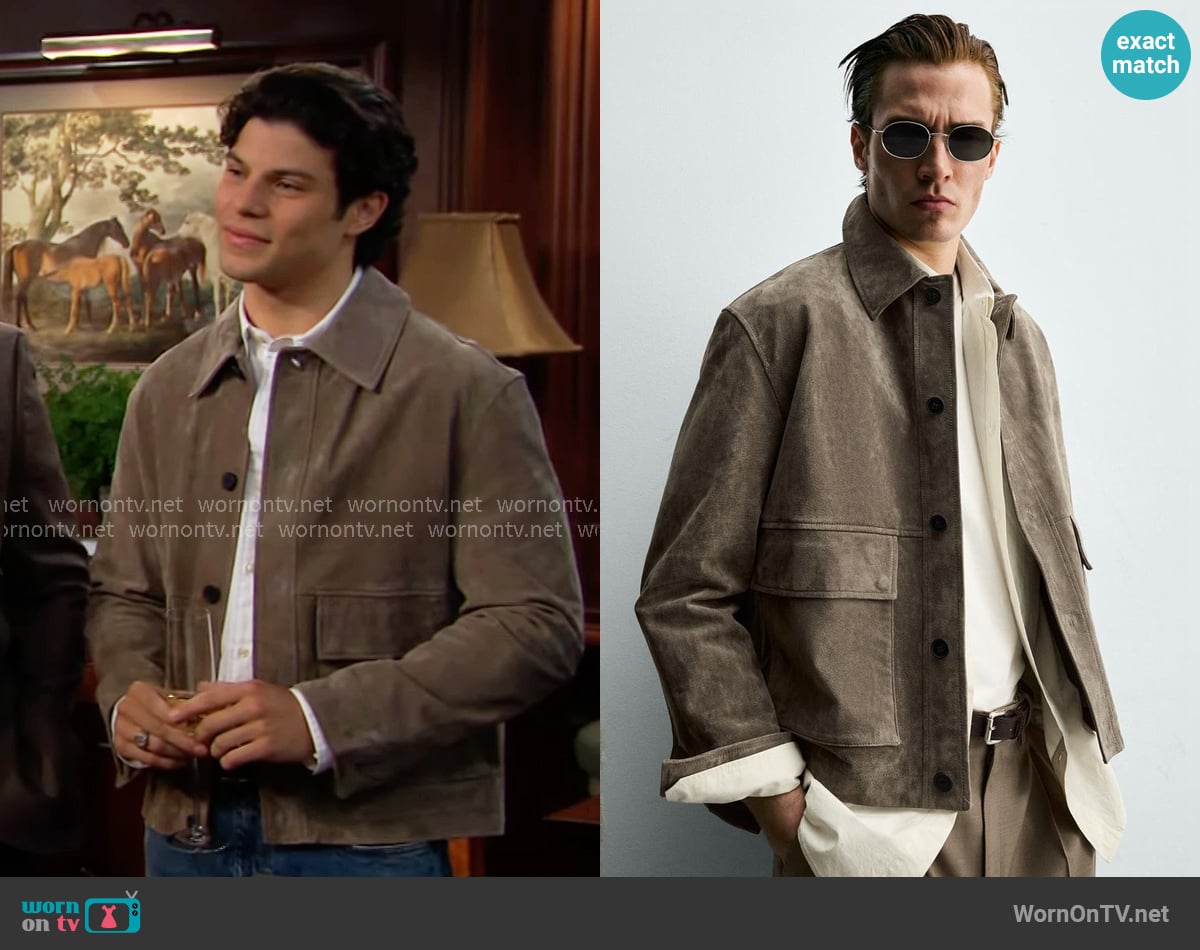 Zara Suede Cropped Fit Overshirt worn by RJ Forrester (Brayan Nicoletti) on The Bold and the Beautiful
