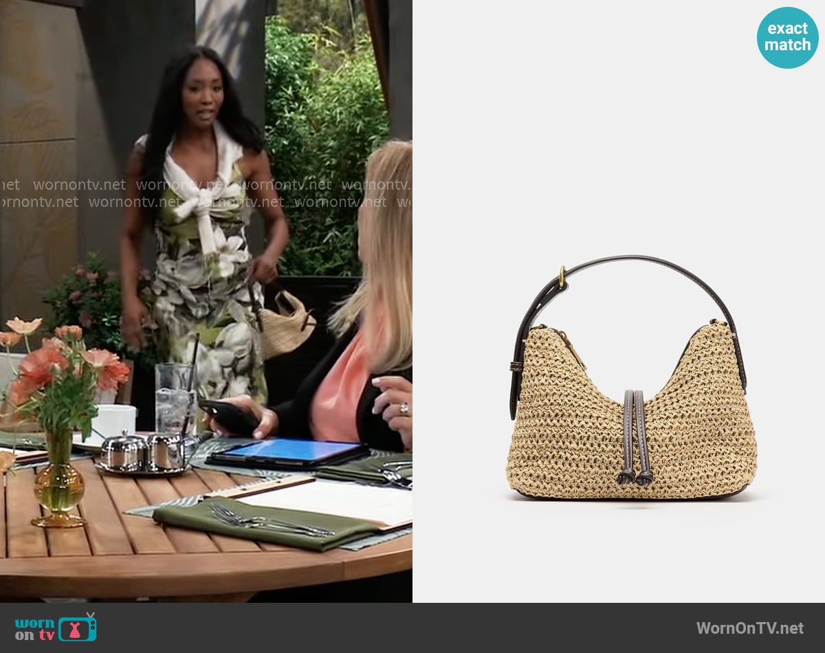 Zara Woven Mini Bucket Bag worn by Jordan Ashford (Tanisha Mariko Harper) on General Hospital