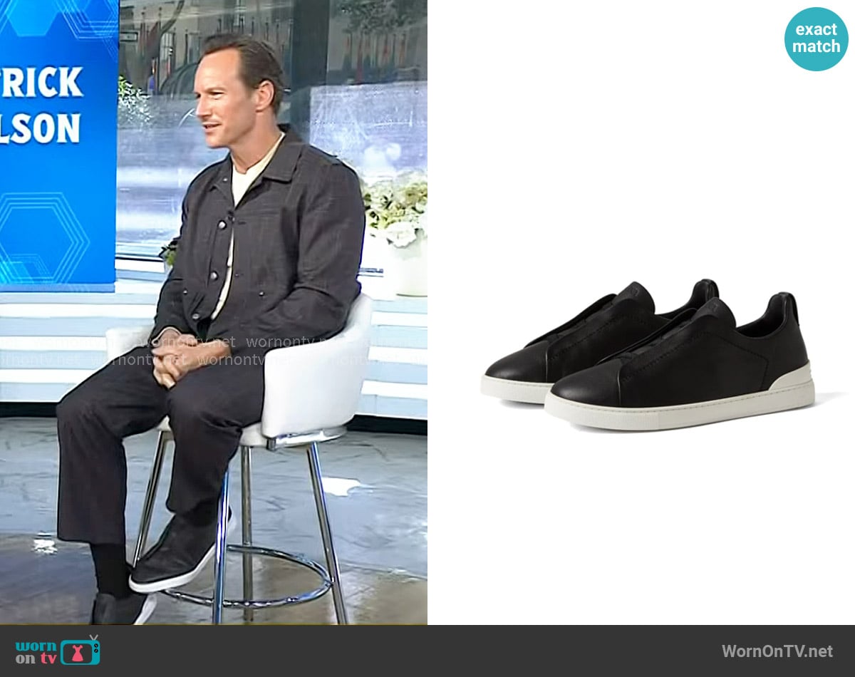 Patrick Wilson’s black leather shoes on Today
