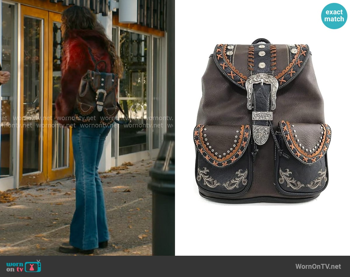 Zelris Western Country Floral Buckle Backpack worn by Allie Hayes (Mika Abdalla) on Off Campus