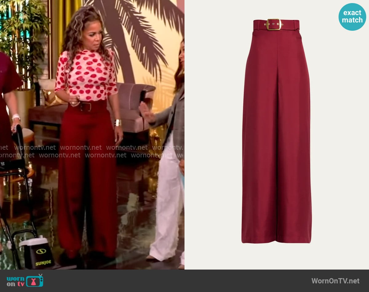 Zimmermann Luminosity Belted Wide-Leg Silk Pants worn by Sunny Hostin on The View
