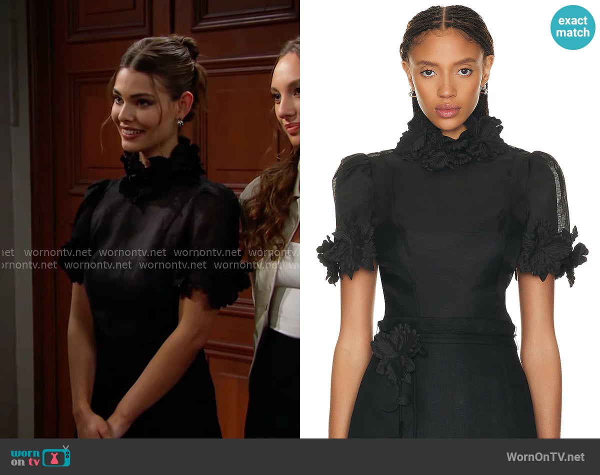Zimmermann Luminosity Lift Off Flower Top worn by Electra Forrester (Laneya Grace) on The Bold and the Beautiful