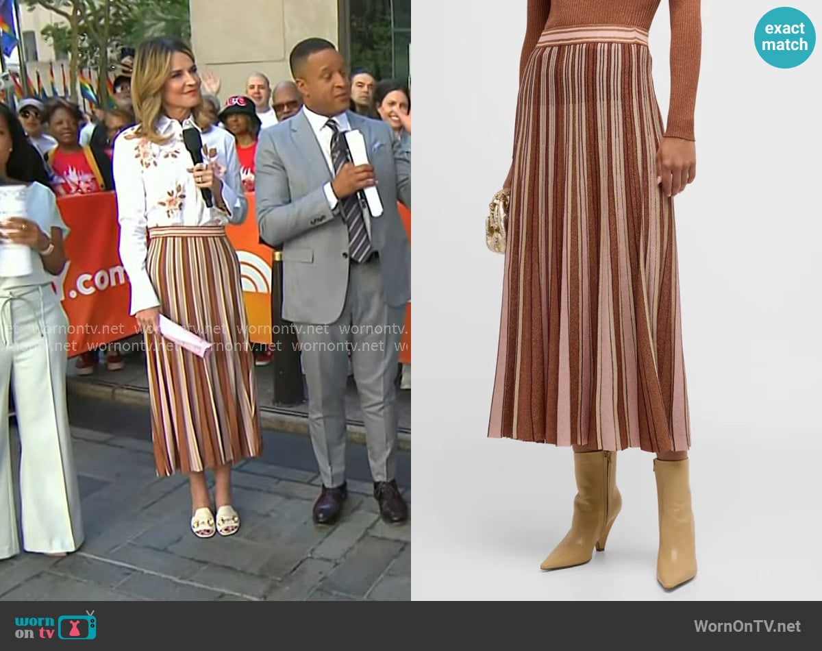 Zimmermann Luminosity Lurex Stripe Skirt worn by Savannah Guthrie on Today