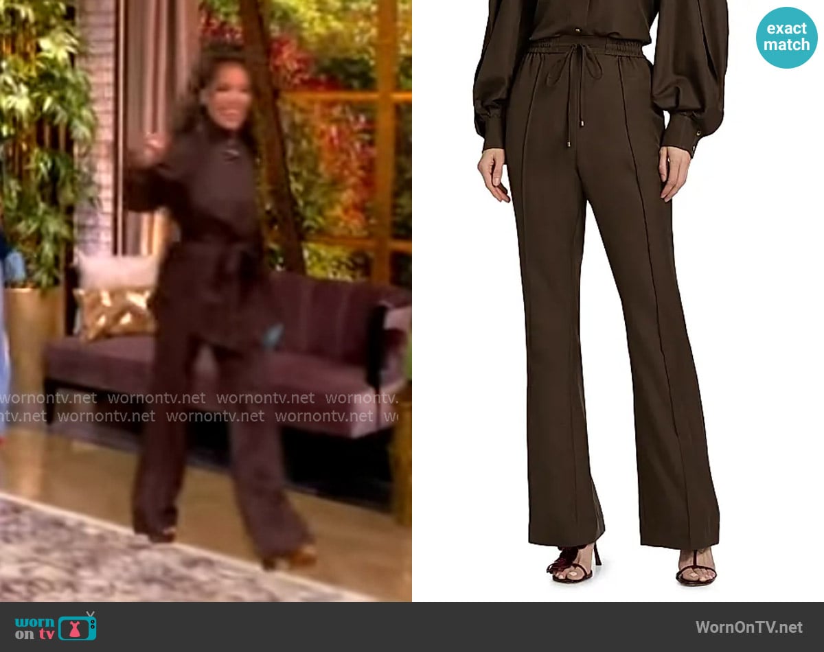 Zimmermann Luna Obi Silk Track Pants worn by Sunny Hostin on The View