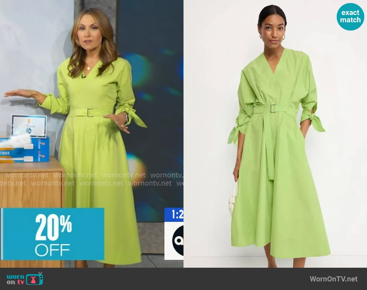 3.1 Phillip Lim Poplin V Neck Midi Dress worn by Lori Bergamotto on Good Morning America