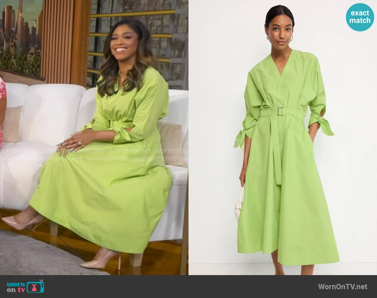 3.1 Phillip Lim Poplin V Neck Midi Dress worn by Morgan Norwood on Good Morning America