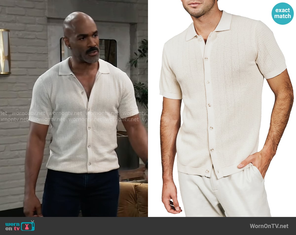 Curtis’s white knit button down shirt on General Hospital Curtis’s white knit button down shirt on General Hospital