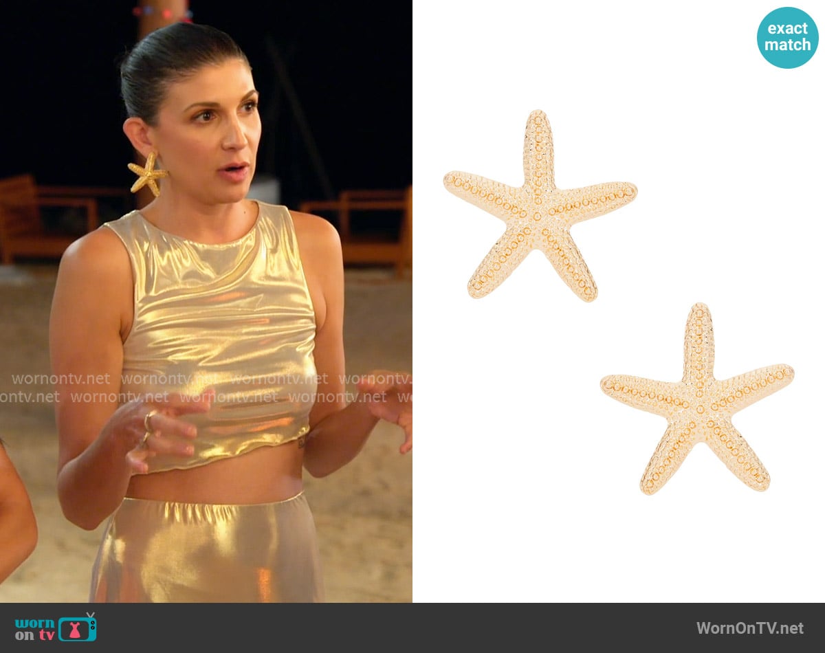 8 Other Reasons Aqua Starfish Stud Earrings worn by Janet Caperna on The Valley