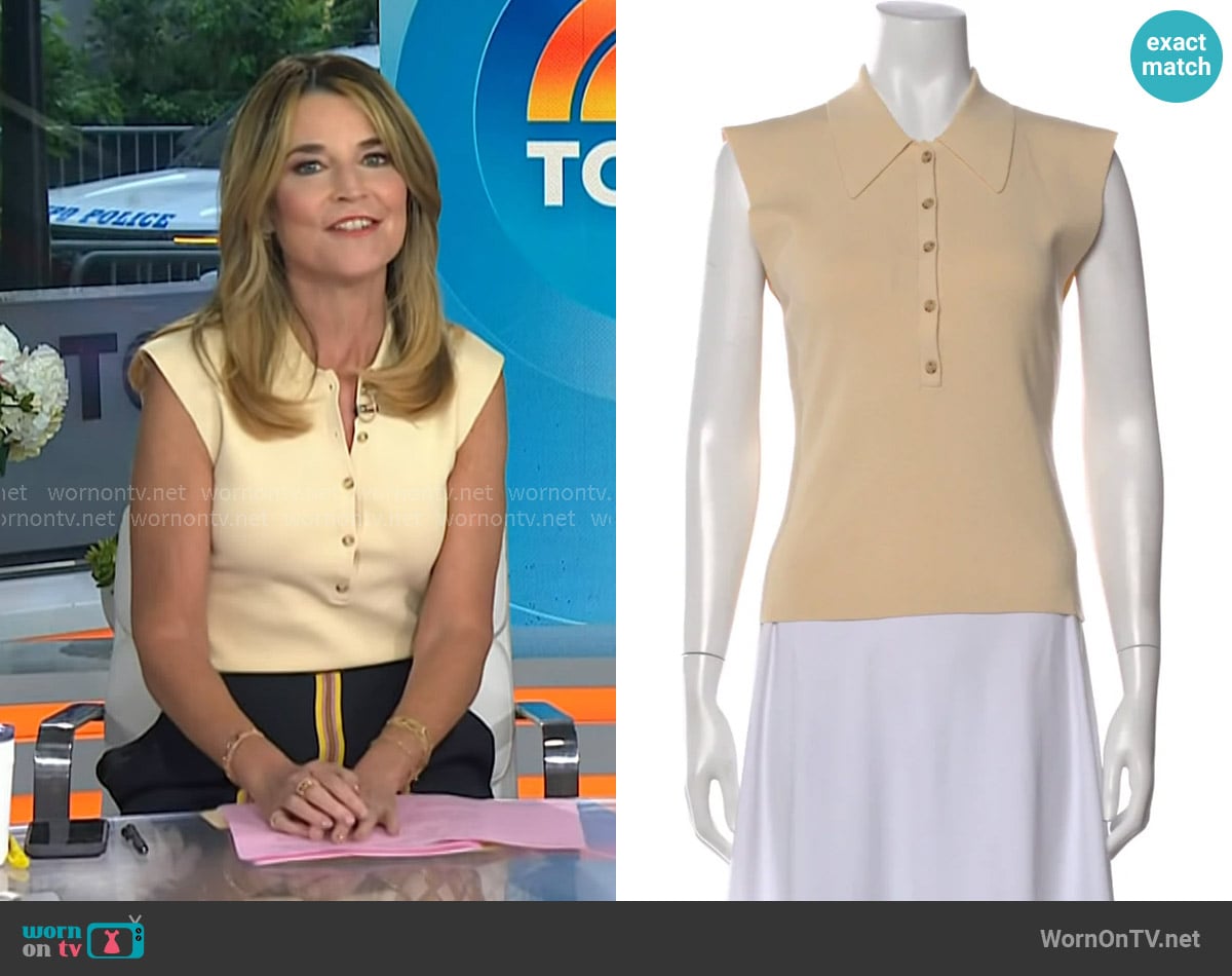 A.L.C. Taylor Rib Knit Polo Top worn by Savannah Guthrie on Today