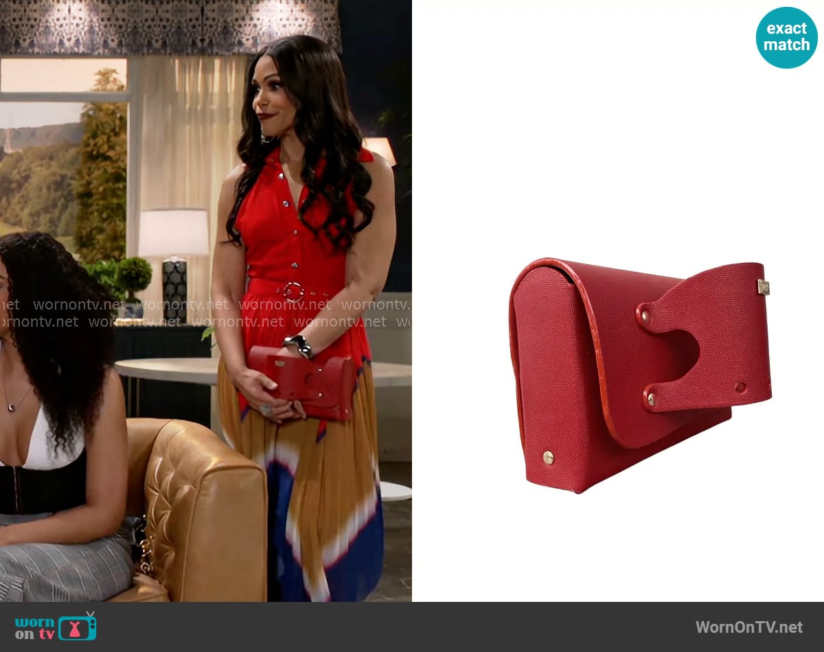 Aaboux Jare Red Stingray Print Leather worn by Dani Dupree (Karla Mosley) on Beyond the Gates