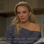 Abby's striped off shoulder t-shirt on The Young and the Restless