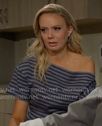 Abby’s striped off shoulder t-shirt on The Young and the Restless