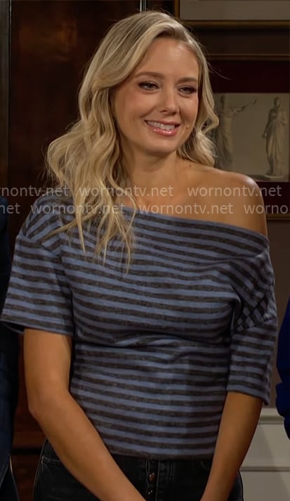 Abby’s striped off shoulder t-shirt on The Young and the Restless