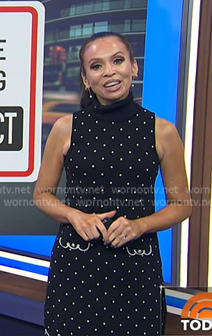 Adelle’s black polka dot scalloped dress on Today