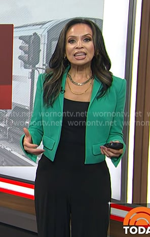 Adelle’s green cropped open jacket on Today