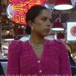 Adriana Diaz’s pink v-neck cardigan on CBS Mornings