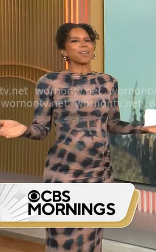 Adriana Diaz’s printed long sleeve dress on CBS Mornings Adriana Diaz’s printed long sleeve dress on CBS Mornings