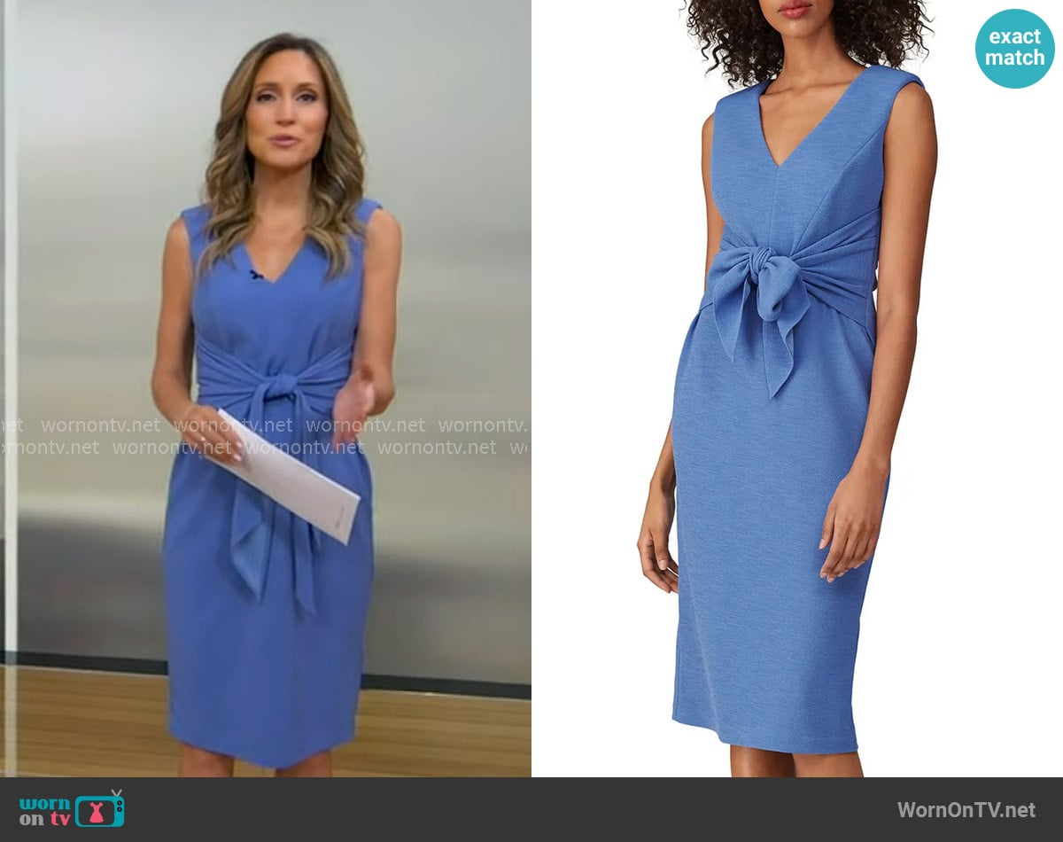 Adrianna Papell Knit Tie Front Sheath worn by Rhiannon Ally on Good Morning America