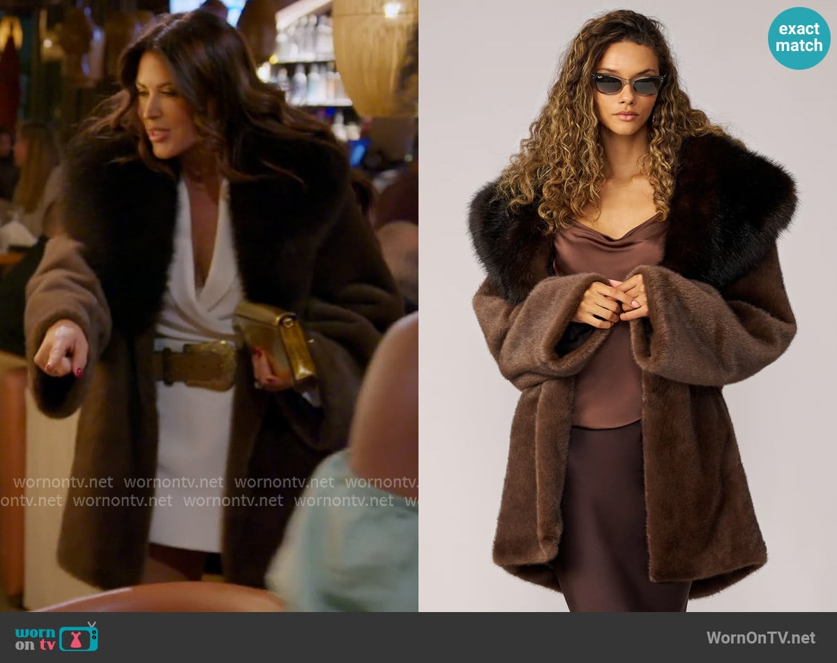 Adrienne Landau Faux Fox & Faux Mink Coat worn by Emily Simpson on The Real Housewives of Orange County