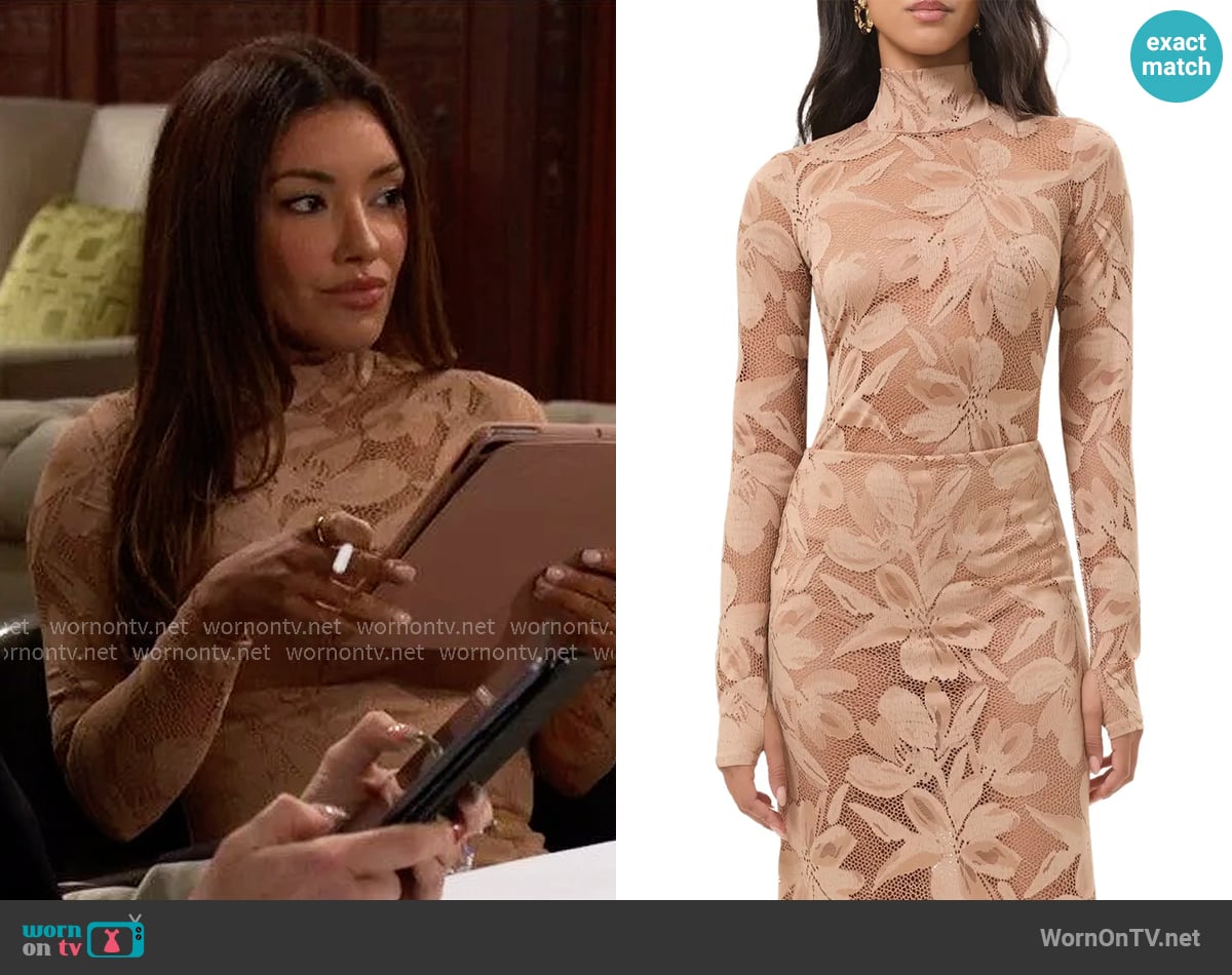 AFRM Zadie Top in Almond worn by Audra Charles (Zuleyka Silver) on The Young and the Restless