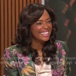 Aisha Tyler’s green floral suit on CBS Mornings
