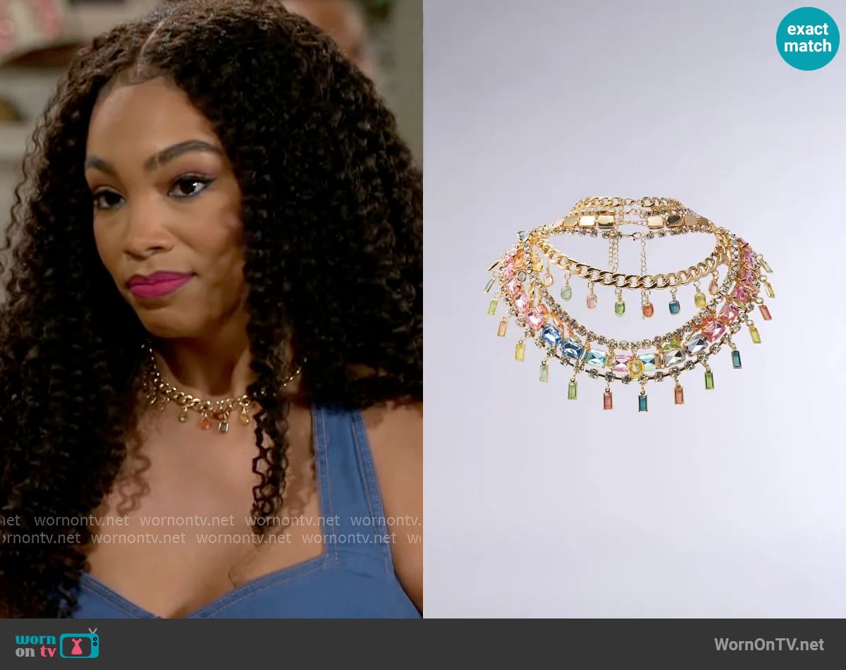 Akira Feel My Colors Necklace Set worn by Chelsea Hamilton (RhonniRose Mantilla) on Beyond the Gates