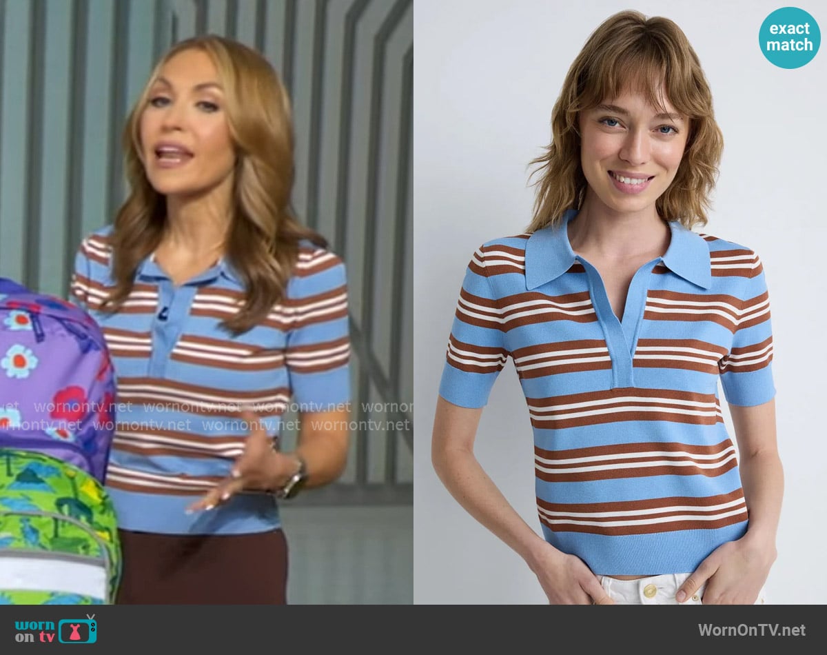 Aknvas Blue Emma Polo Top worn by Lori Bergamotto on Good Morning America
