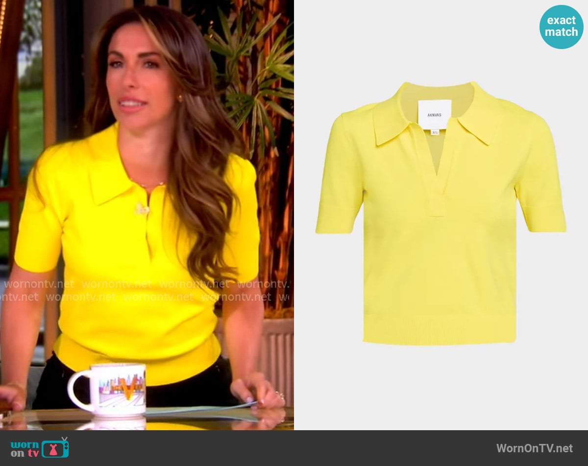 Alyssa’s yellow polo on The View Alyssa’s yellow polo on The View