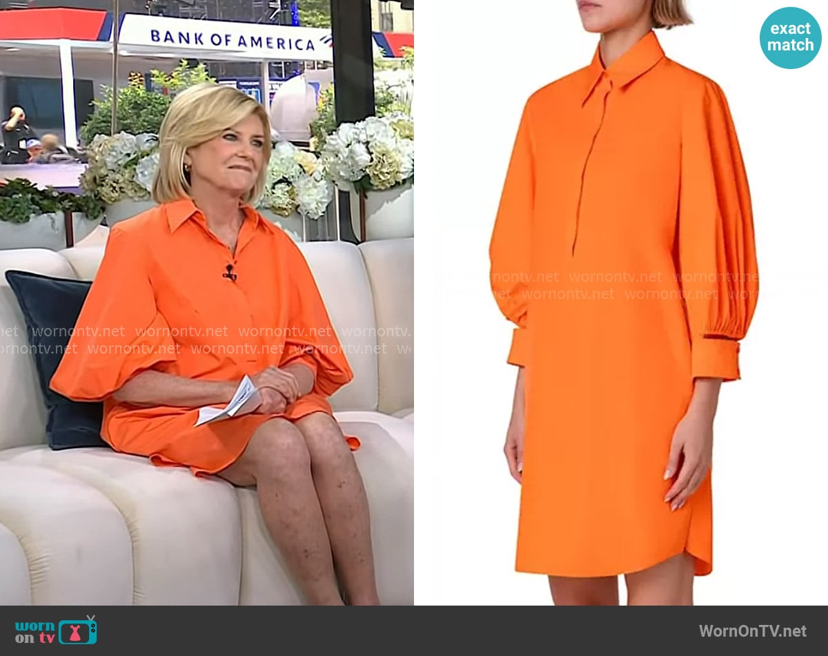 Akris Punto Balloon-Sleeve Poplin Minidress worn by Anne Thompson on Today
