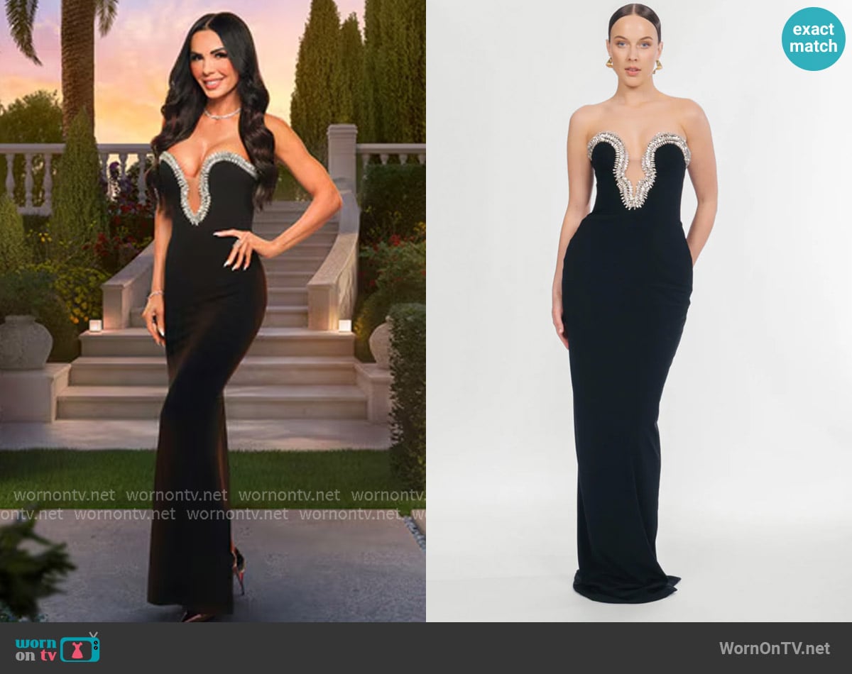 Albina Dyla Classica Gown in Black worn by Carmella Garcia on The Real Housewives of Orange County
