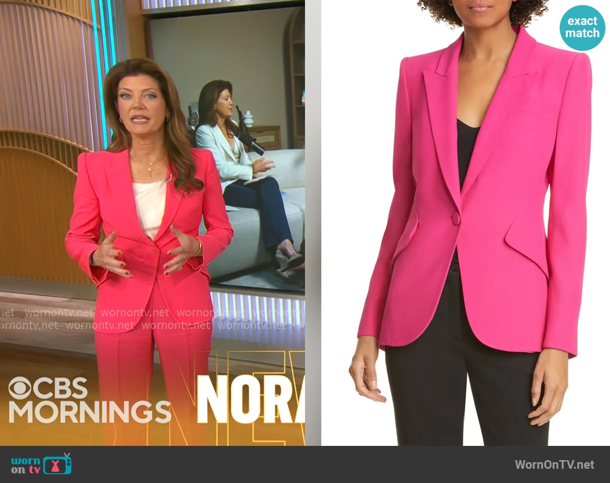 Alexander McQueen Leaf Crepe Jacket worn by Norah O'Donnell on CBS Mornings
