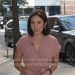 Ali Bauman’s pink wrap dress on CBS Evening News