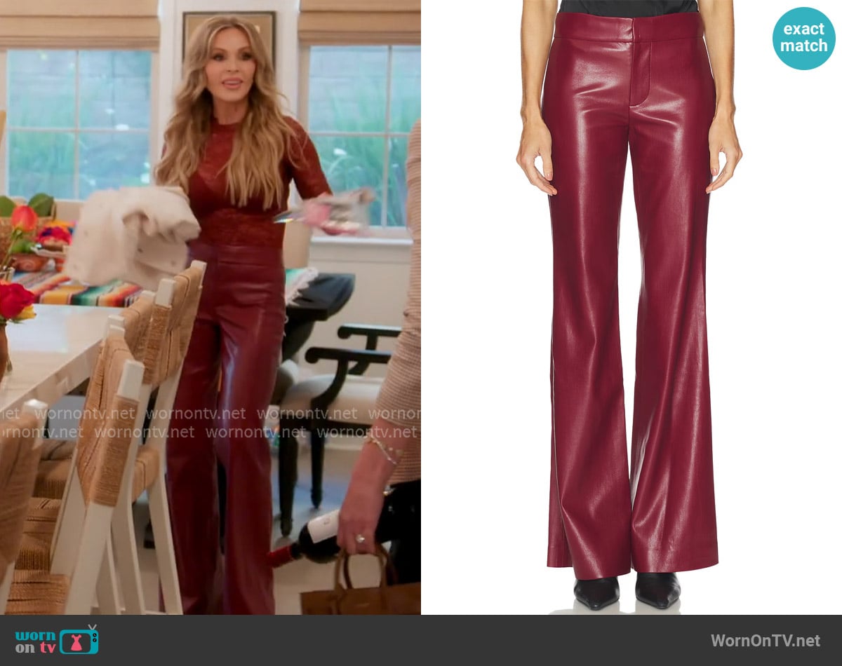 Alice + Olivia Andrew Faux Leather Midrise Bootcut Slim Pant worn by Tamra Judge on The Real Housewives of Orange County