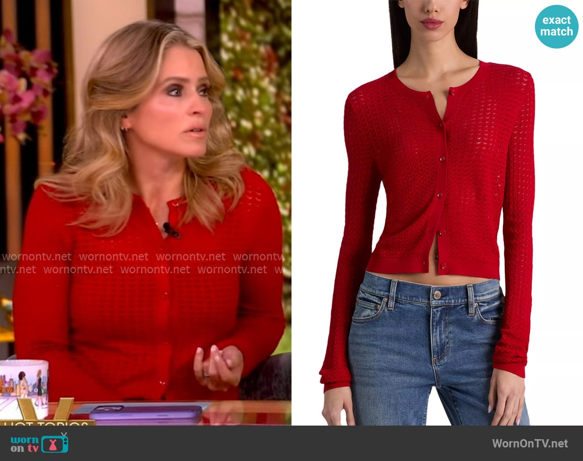 Sara’s red crochet cardigan on The View