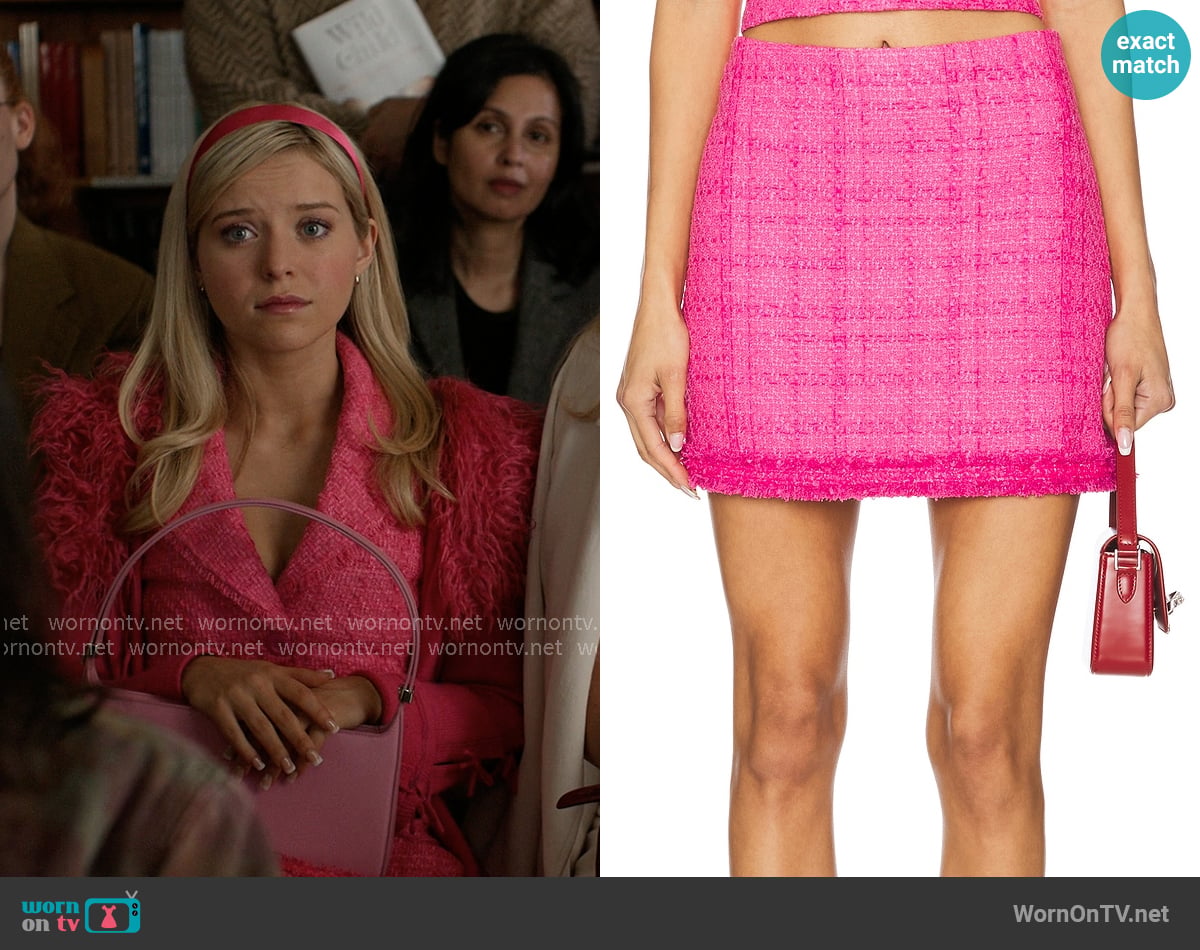 Alice + Olivia Riley Clean Waist Aline Skirt in Wild Pink worn by Elle Woods (Lexi Minetree) on Elle