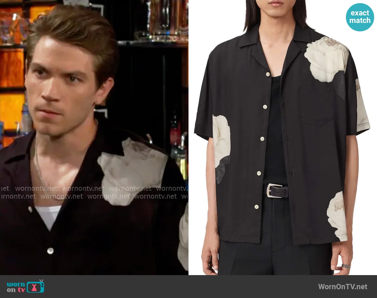 All Saints Alberic Camp Shirt worn by Noah Newman (Lucas Adams) on The Young and the Restless