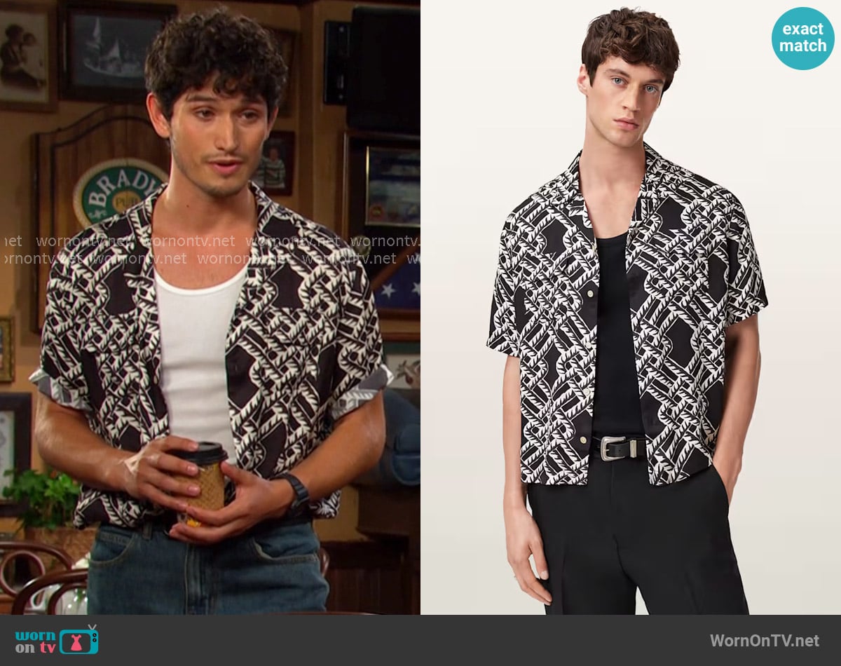 Javi’s black print short sleeve shirt on Days of our Lives