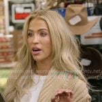 Allie’s beige ribbed wrap cardigan on The McBee Dynasty Real American Cowboys