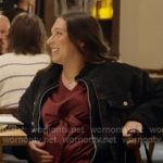 Alli’s black corduroy and sherpa layered jacket on The McBee Dynasty Real American Cowboys
