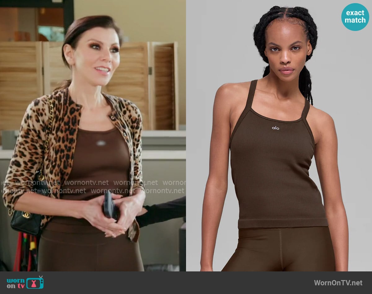 Alo Seamless Ribbed Favorite Full Length Bra Tank worn by Heather Dubrow on The Real Housewives of Orange County